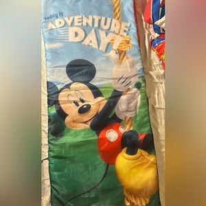 Disney Mickey Mouse Kids Sleeping Bag 20”x35” Adventure Day & matching pillow